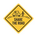 Share the road with bicycle and car road sign. Vector illustration decorative design Royalty Free Stock Photo