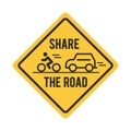 Share the road with bicycle and car road sign. Vector illustration decorative design Royalty Free Stock Photo