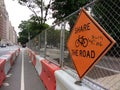 Share The Road, Cycling in New York City, Construction in Bike Lane, Proceed With Caution, NYC, USA