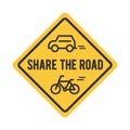 Share the road sign with bicycle and car. Vector illustration decorative design Royalty Free Stock Photo