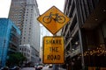 Share the road sign Downtown Dallas