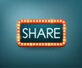 Share. text with electric bulbs frame