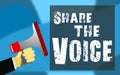 Share the voice word with megaphone icon