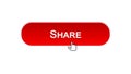 Share web interface button clicked with mouse cursor red color, social network Royalty Free Stock Photo