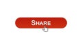 Share web interface button clicked with mouse cursor, wine red, social network Royalty Free Stock Photo