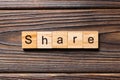 Share word written on wood block. share text on table, concept Royalty Free Stock Photo