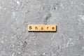 Share word written on wood block. share text on table, concept Royalty Free Stock Photo