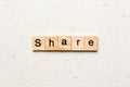 share word written on wood block. share text on table, concept Royalty Free Stock Photo
