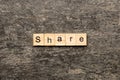 share word written on wood block. share text on table, concept Royalty Free Stock Photo