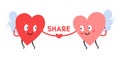 Share your love. Romantic design with two hearts. Valentines Day design concept with two heart angels. Couple in love Royalty Free Stock Photo