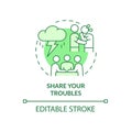 Share your troubles green concept icon