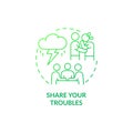 Share your troubles green gradient concept icon