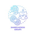 Shared across groups blue gradient concept icon