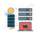 Shared data. Download files safely. Vector design.