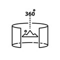 Shared digital world, metaverse development thin line icon. Virtual monitor or hologram. Pixel perfect, editable stroke. Vector