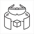 Shared digital world, metaverse development thin line icon. Virtual monitor or hologram. Pixel perfect, editable stroke. Vector