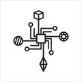 Shared digital world, metaverse development thin line icon. Virtual monitor or hologram. Pixel perfect, editable stroke. Vector