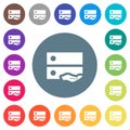 Shared drive flat white icons on round color backgrounds Royalty Free Stock Photo