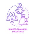 Shared financial incentives purple gradient concept icon