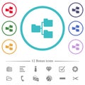 Shared folders flat color icons in circle shape outlines