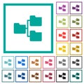 Shared folders flat color icons with quadrant frames