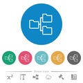 Shared folders outline flat round icons