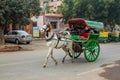 A shared horse pulled taxi in Agra, India