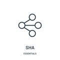 shared icon vector from essentials collection. Thin line shared outline icon vector illustration. Linear symbol for use on web and