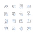 Shared labor line icons collection. Collaboration, Cooperation, Community, Partnership, Teamwork, Division, Delegation