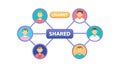 Shared Network People: Collaborative Community Diagram, vector design Generative AI Royalty Free Stock Photo