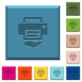 Shared printer engraved icons on edged square buttons