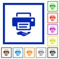 Shared printer flat framed icons Royalty Free Stock Photo