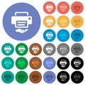 Shared printer round flat multi colored icons Royalty Free Stock Photo