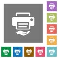 Shared printer square flat icons Royalty Free Stock Photo