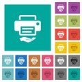 Shared printer square flat multi colored icons Royalty Free Stock Photo