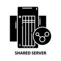 shared server icon, black vector sign with editable strokes, concept illustration Royalty Free Stock Photo