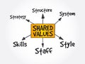 Shared values management business strategy mind map concept