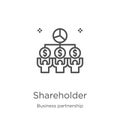 shareholder icon vector from business partnership collection. Thin line shareholder outline icon vector illustration. Outline,