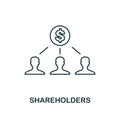 Shareholders outline icon. Thin line element from crowdfunding icons collection. UI and UX. Pixel perfect shareholders