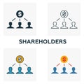 Shareholders outline icon. Thin line element from crowdfunding icons collection. UI and UX. Pixel perfect shareholders icon for