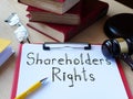 Shareholders rights is shown on the conceptual business photo