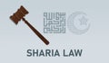 sharia law Islamic muslem legal legislation regulation concept hammer