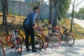 Sharing bicycles in the streets, convenient for people to travel. In Shenzhen, china. Royalty Free Stock Photo