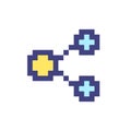Sharing button with dots pixelated RGB color ui icon