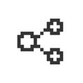 Sharing button with dots pixelated ui icon