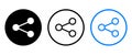 Sharing button icons, Isolate URL, Foward symbol for social media, App, website interface, Communication graphic elements, Black