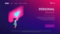 Sharing content online isometric 3D landing page.
