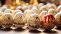 Sharing Easter traditions through religiously decorated Easter eggs.AI Generated Royalty Free Stock Photo