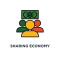 sharing economy icon. financial management, market research concept symbol design, mutual fund, corporate service, new business Royalty Free Stock Photo
