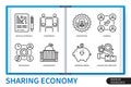 Sharing economy infographics linear icons collection